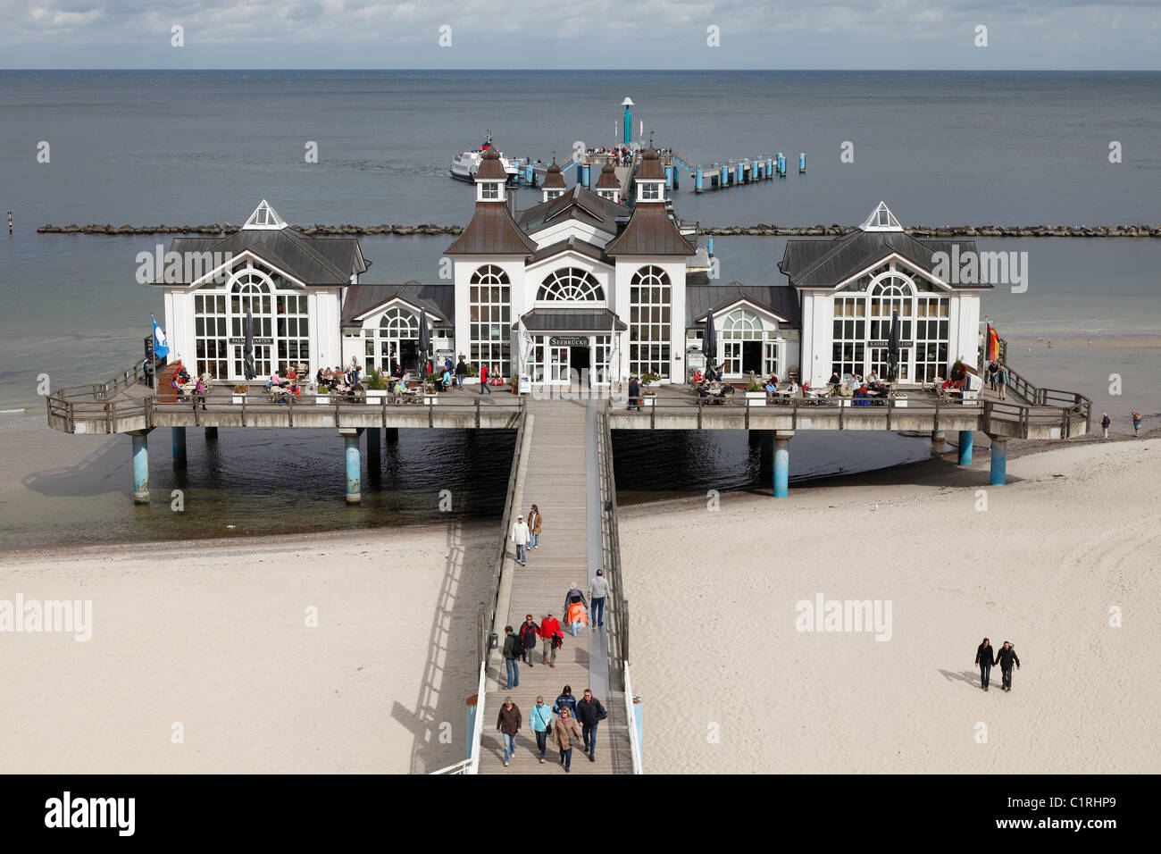 Pier am Urlaub Ostseebad Sellin, Deutschland; Seebrücke Ostseebad Sellin Stockfoto