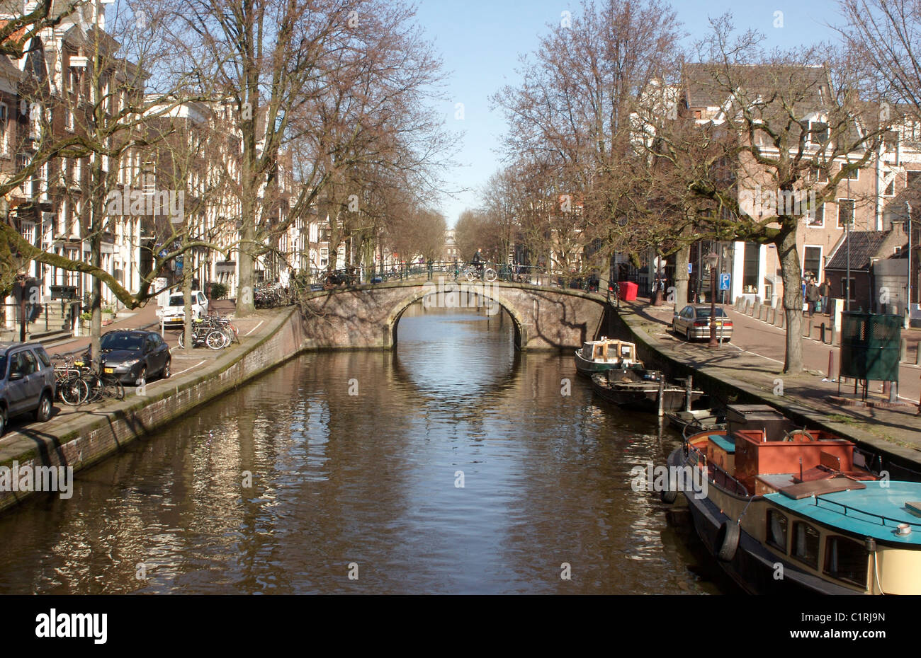 Die Kanäle und Brücken von Amsterdam, Holland Stockfoto