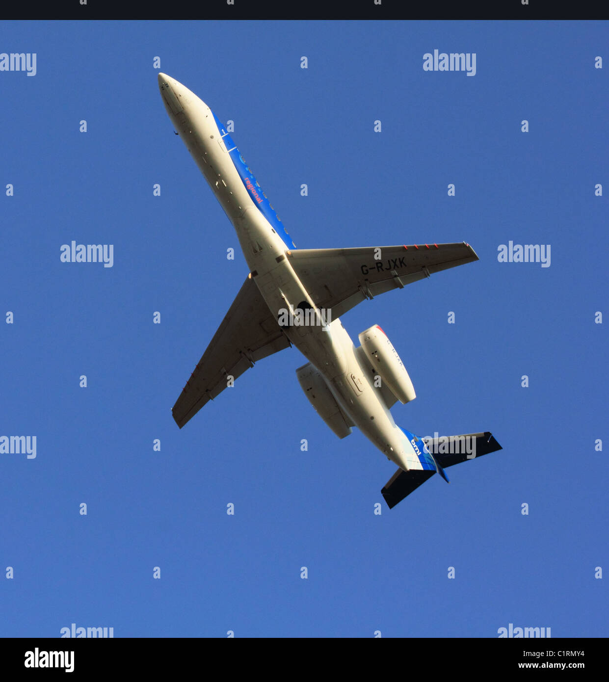 BMI Jet G-RJXK Embraer ERJ-135 Jet Flugzeug Flughafen Leeds Bradford Stockfoto