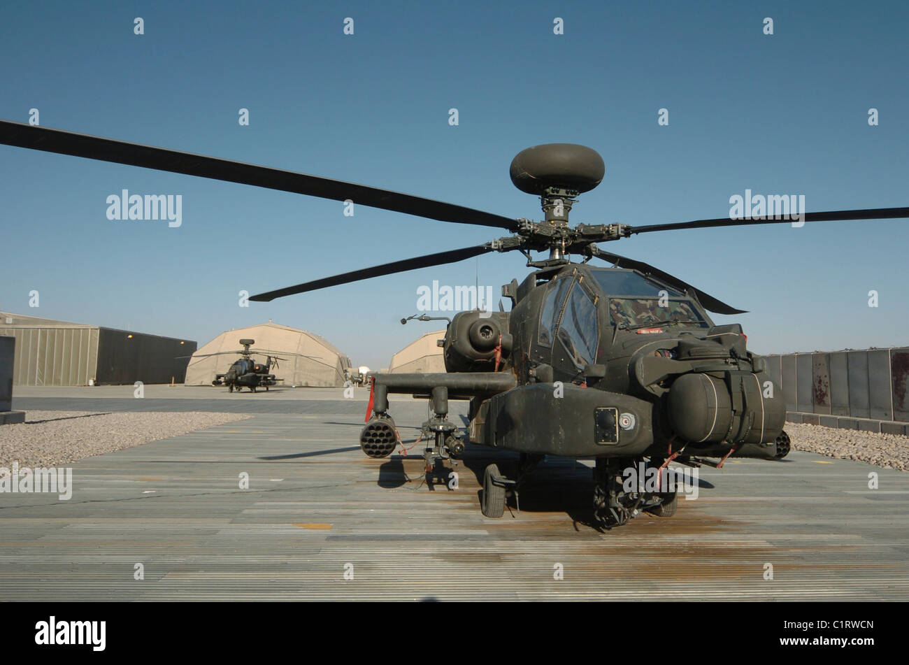 Ein Apache-Hubschrauber im Camp Bastion, Provinz Helmand, Afghanistan. Stockfoto