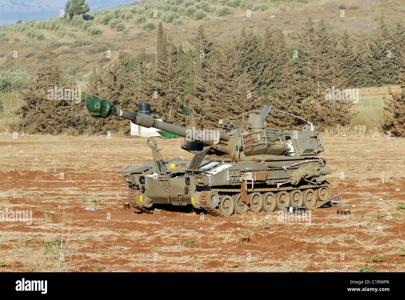Eine M109 Panzerhaubitze von den israelischen Streitkräften. Stockfoto