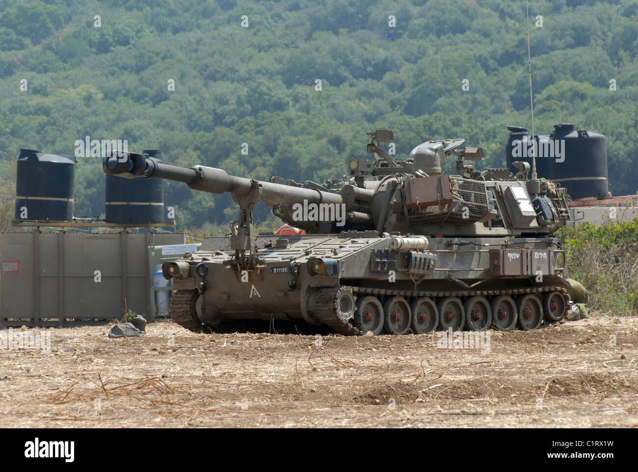 Eine M109 Panzerhaubitze von den israelischen Streitkräften. Stockfoto