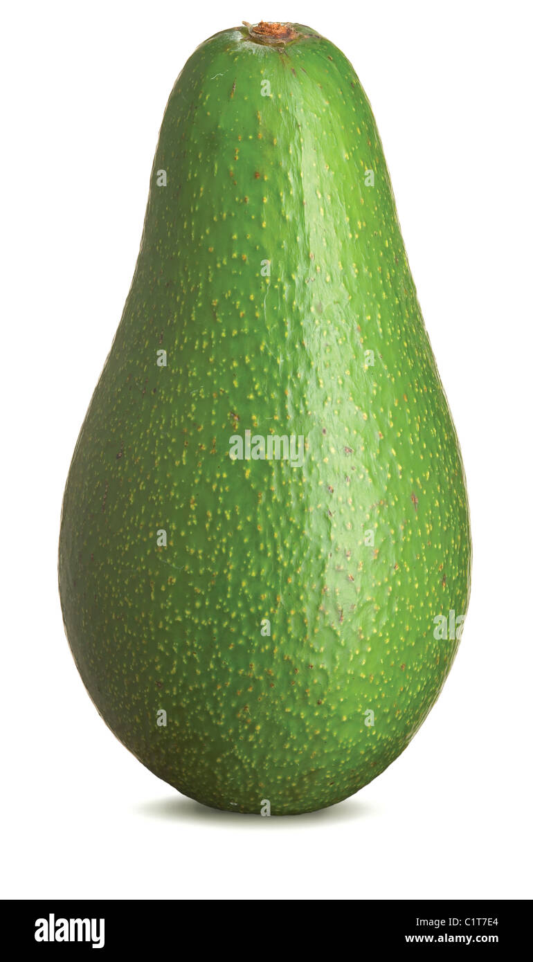 leckere ganze Avocado isoliert auf einem weißen Hintergrund von der Seite Stockfoto