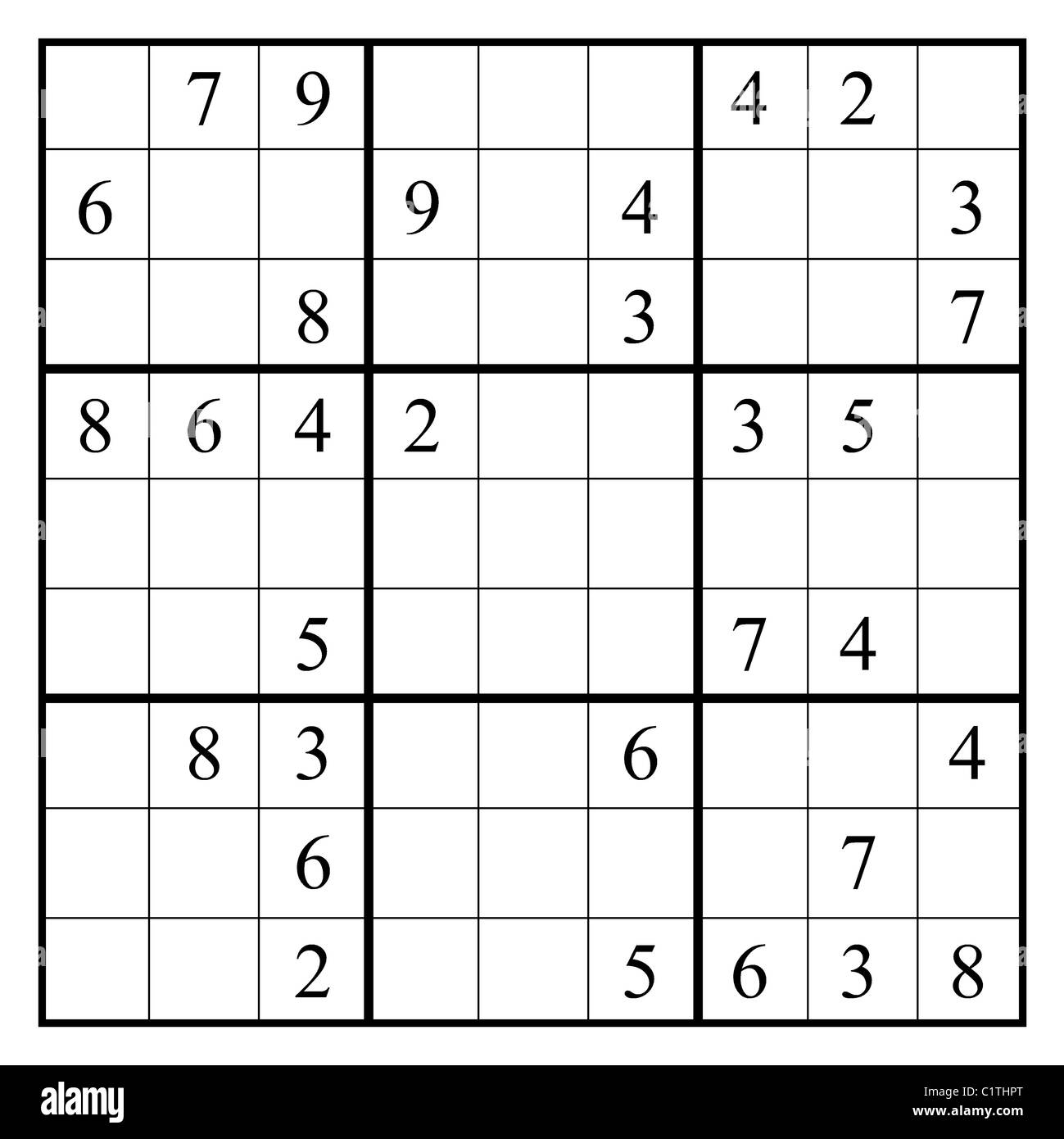 Sudoku puzzle mit Layout in Form von Ziffern 2012 machen. Relativ harte Rätsel erfordern verschiedene Lösungstechniken. Stockfoto
