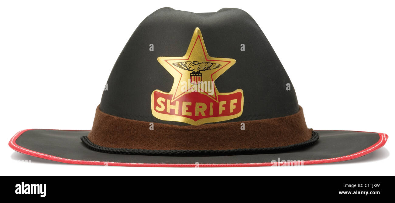Sheriff Hut isoliert auf weißem Hintergrund mit Beschneidungspfad Stockfoto