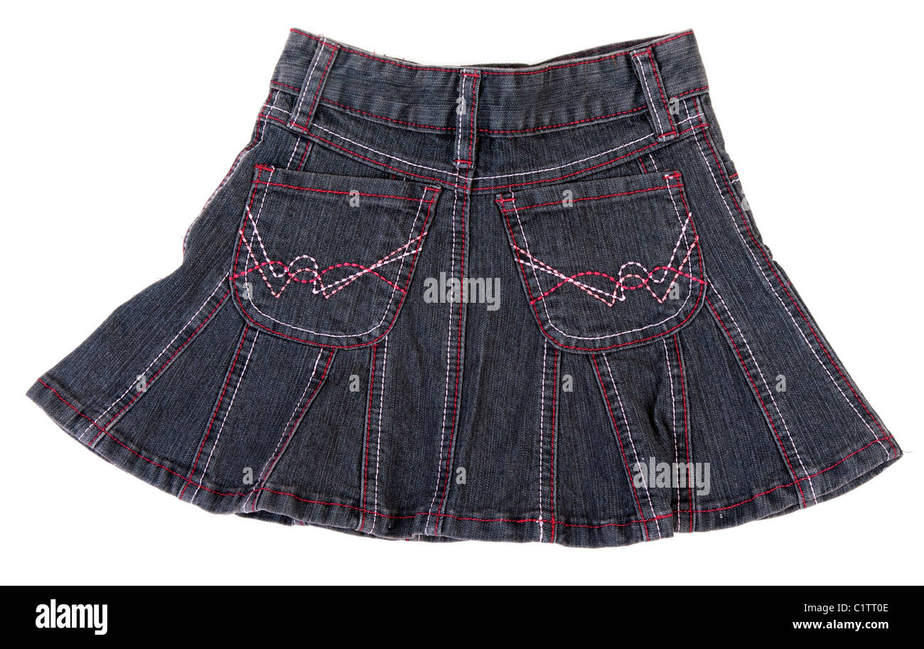 Jeans Minirock isoliert auf weißem Hintergrund Stockfoto