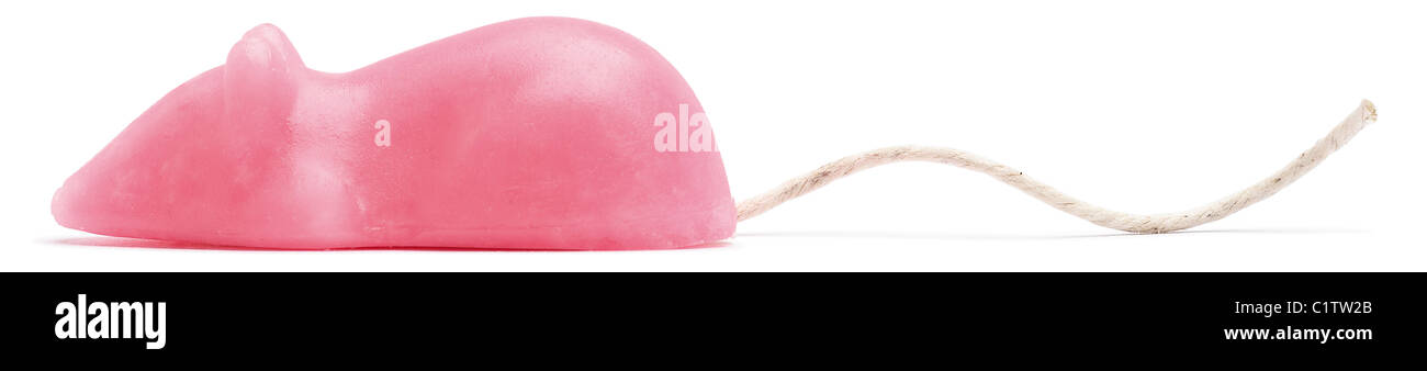 eine rosa Zucker Süßigkeiten Maus isoliert auf weißem Hintergrund mit Arbeitspfad Stockfoto