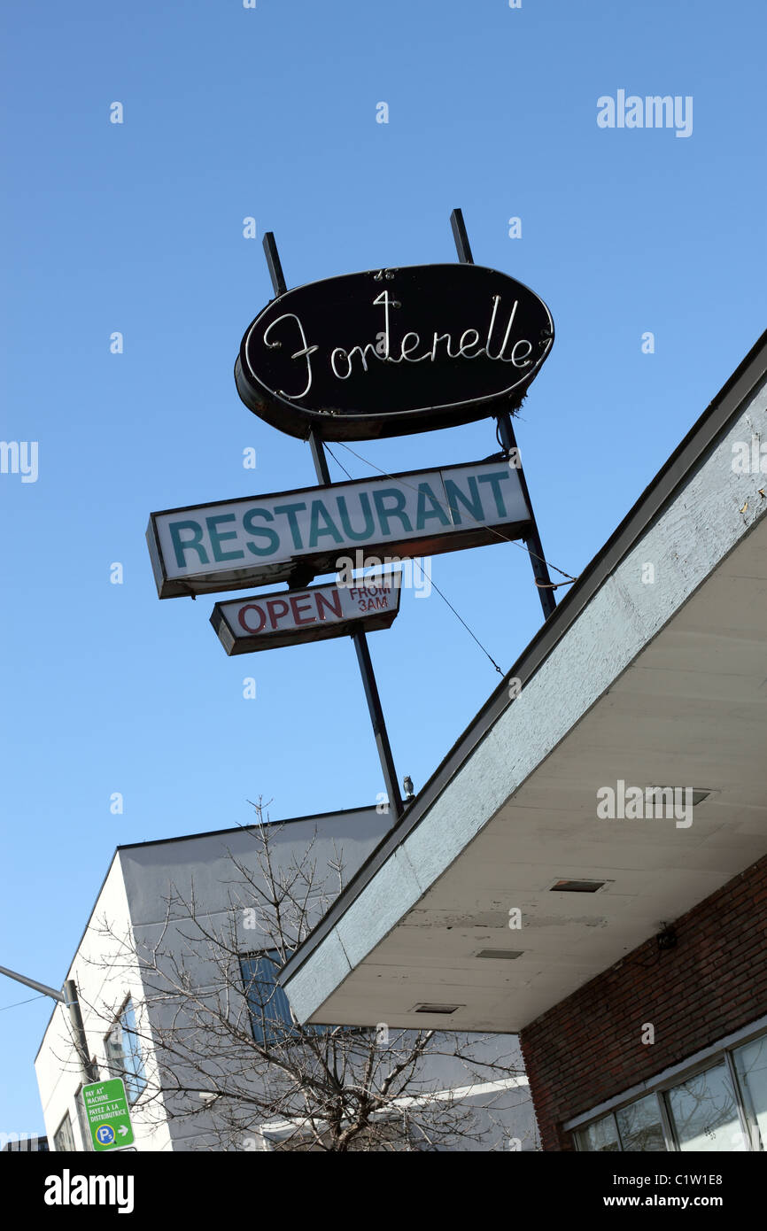 Retro-Old Style Restaurant Zeichen für die Fontenelle Diner In Vanier, Ottawa, Kanada Stockfoto