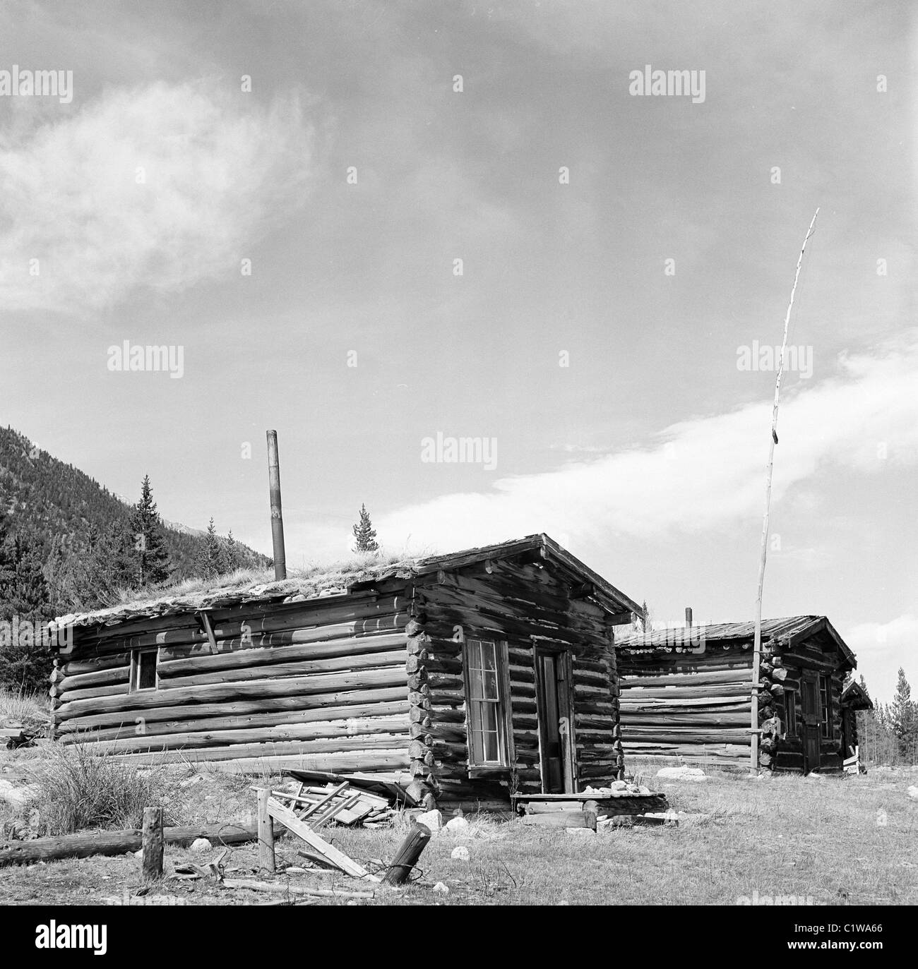 USA, Colorado, Winfield, Kabinen in Geisterstadt Stockfoto