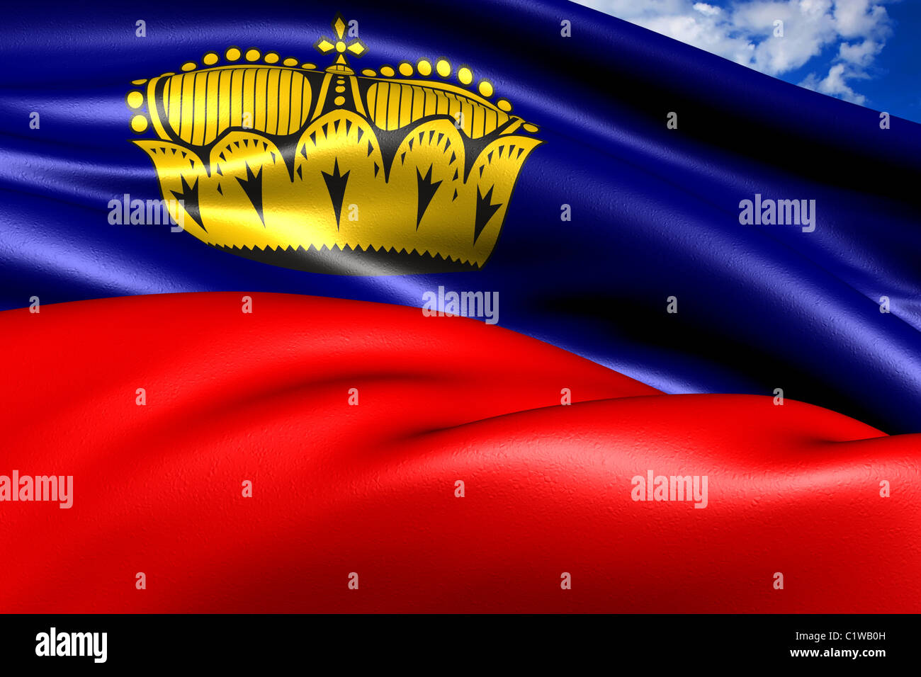 Flagge des Fürstentums Liechtenstein Stockfoto