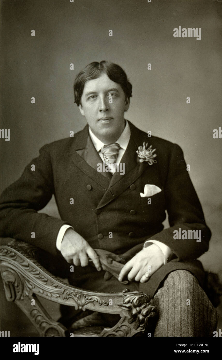 Porträt von Oscar Wilde (1854-1900) irischer Schriftsteller, Dandy & Poet. Woodburytype Stockfoto