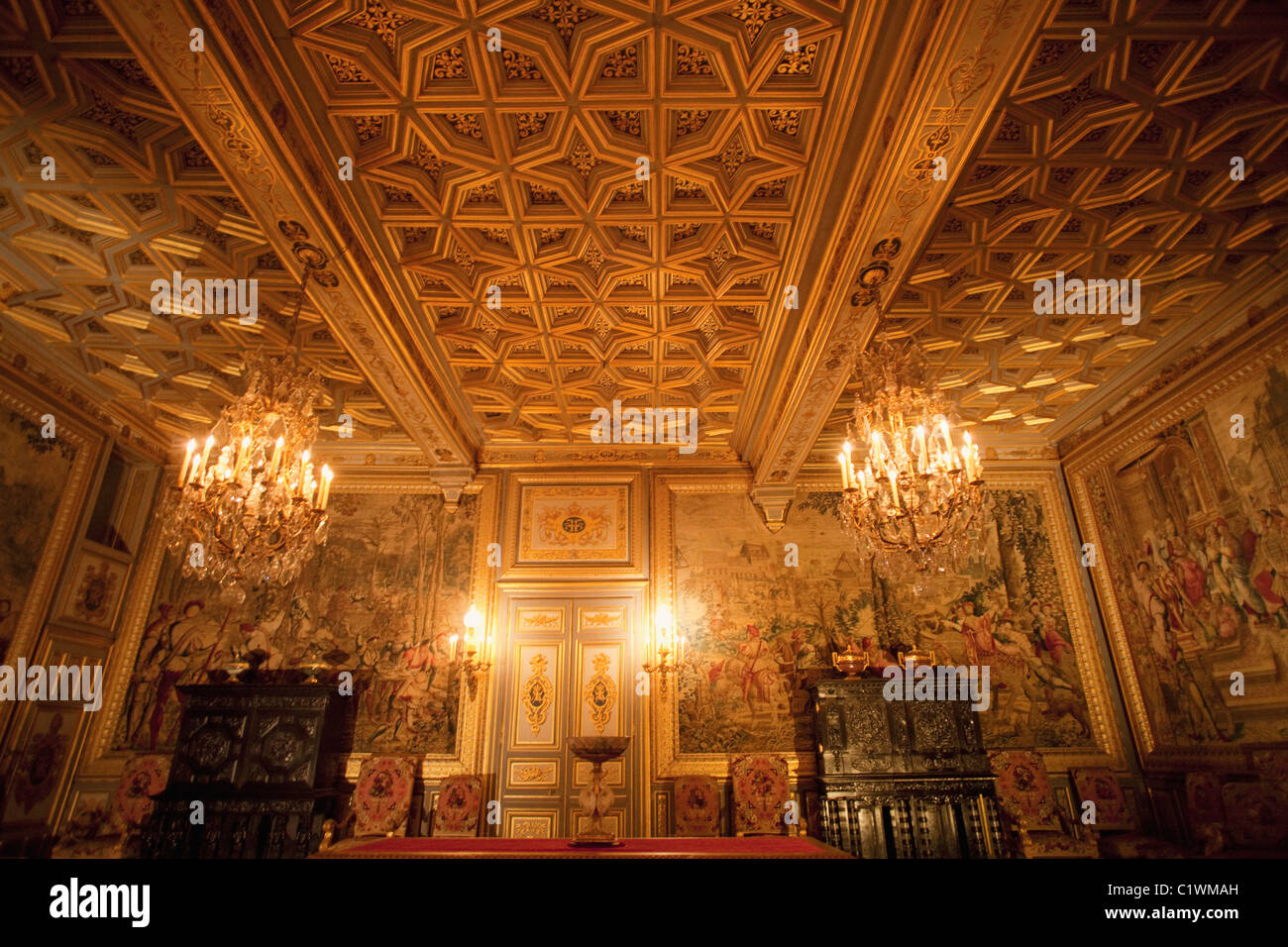 Frankreich, Ile-de-France, Fontainebleau, Chateau de Fontainebleau, Francois I Salon Stockfoto