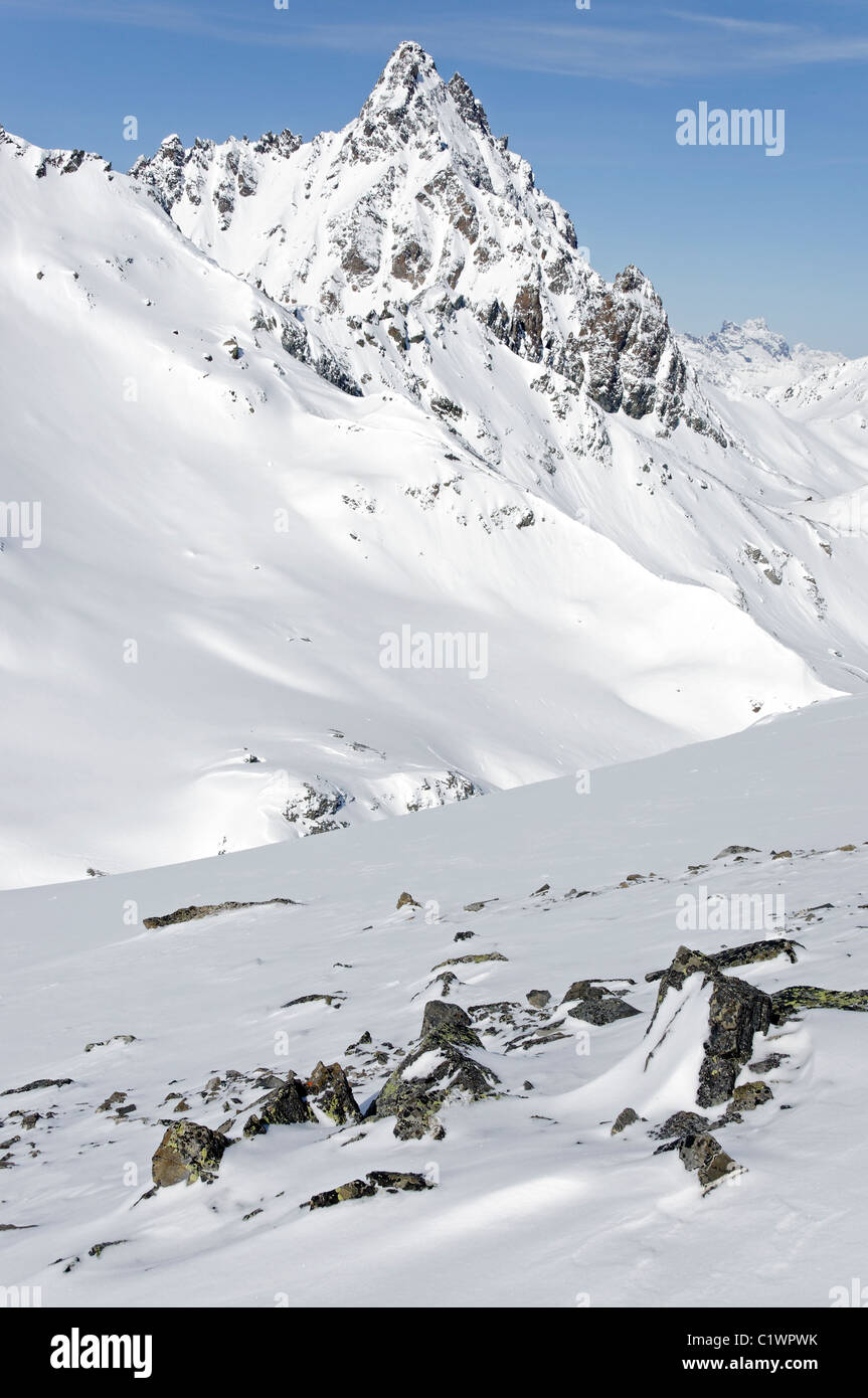 Skitouren in der Silvretta Region Österreich Stockfoto