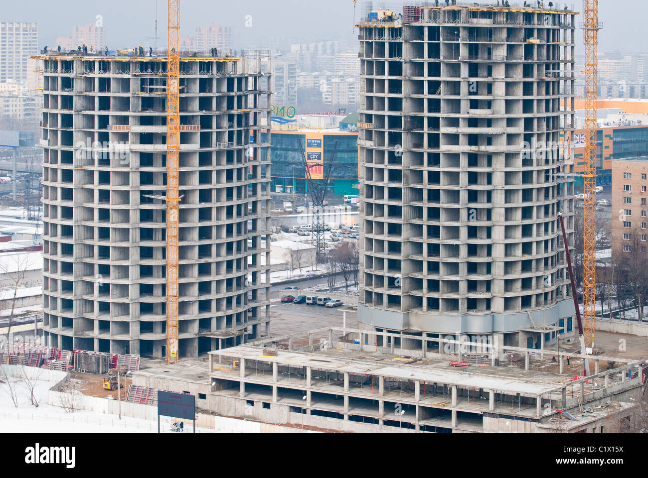 Ein Baugebiet in Moskau. Russland Stockfoto