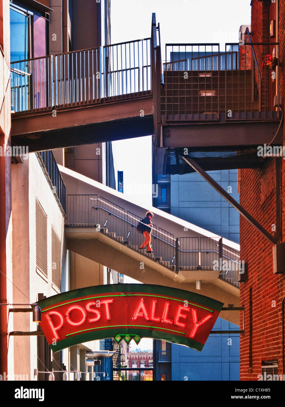 Gasse, Pike Place Market, Seattle, Washington Post Stockfoto