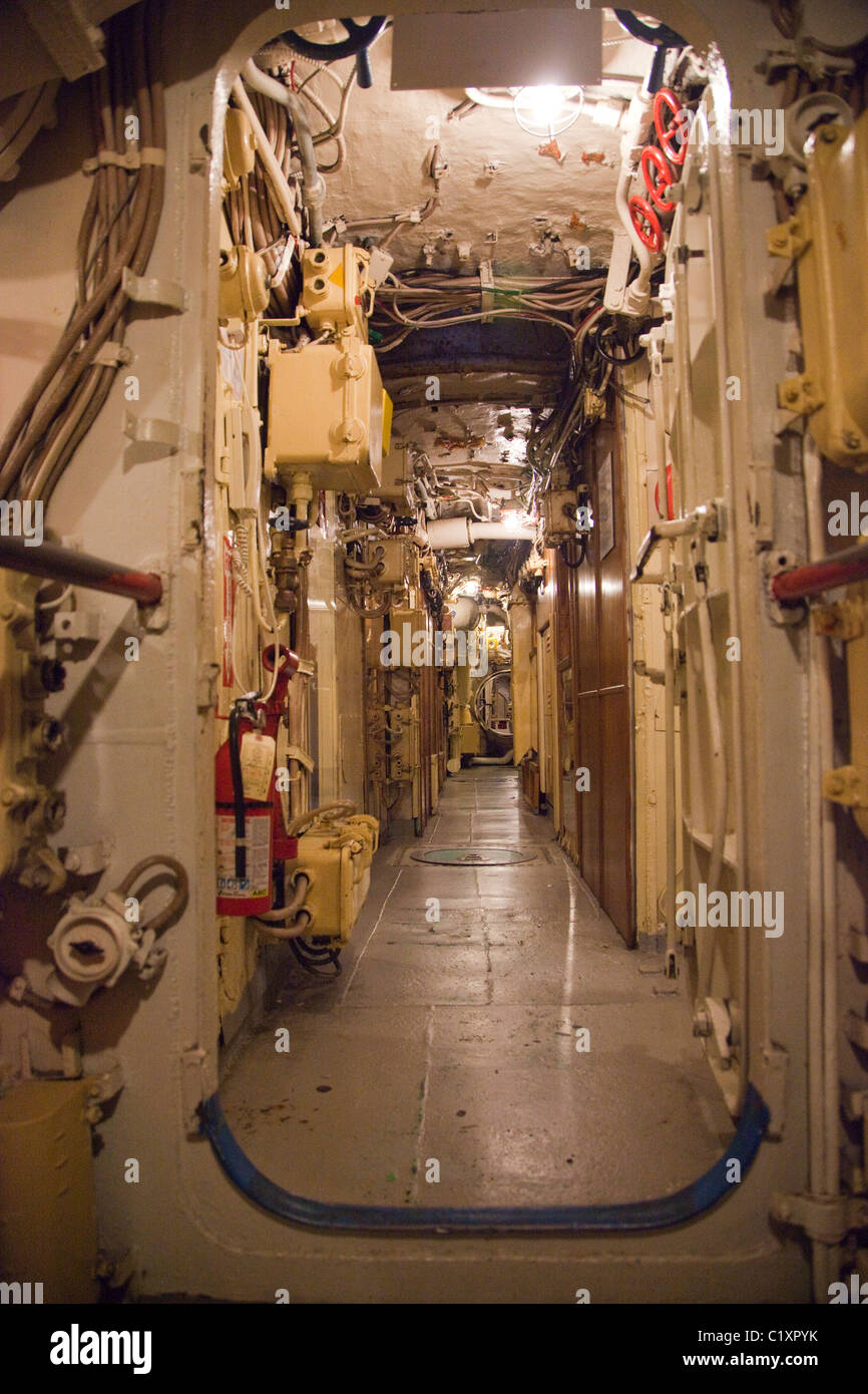 Innenraum des B-39 sowjetischen u-Boot im Maritime Museum in San Diego Stockfoto