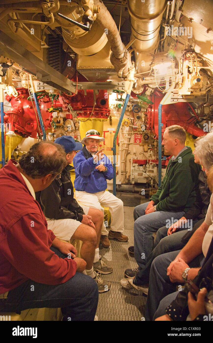Innenraum des B-39 sowjetischen u-Boot im Maritime Museum in San Diego Stockfoto