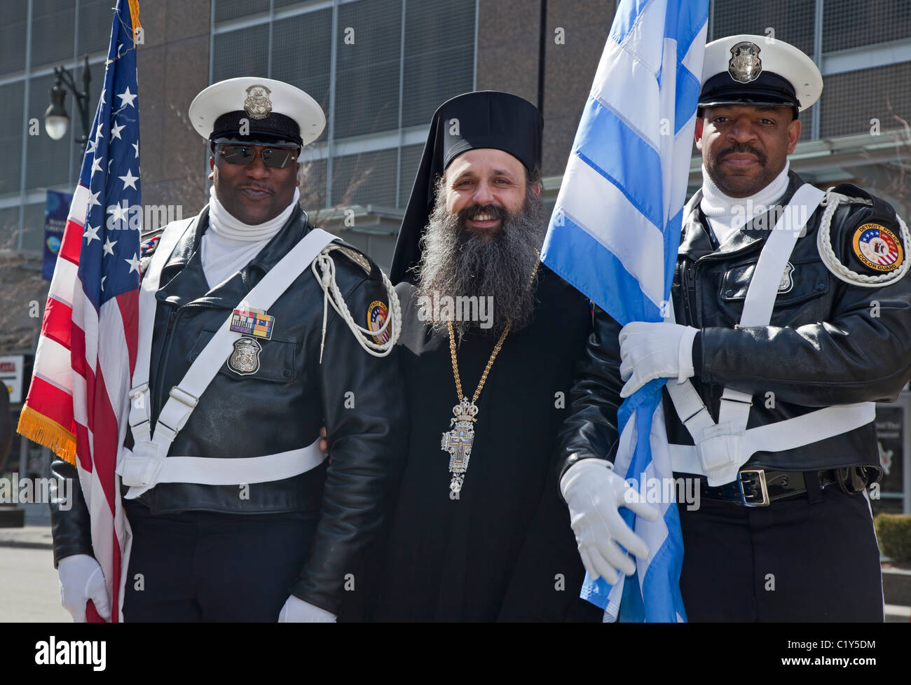 Griechisch-Amerikaner im griechischen Unabhängigkeitstag Parade in Detroit Stockfoto