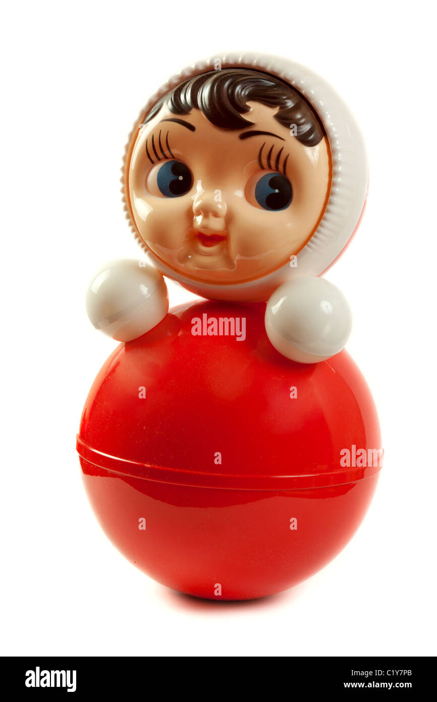 Roten Kunststoff-Puppe isoliert auf weißem Hintergrund Stockfoto