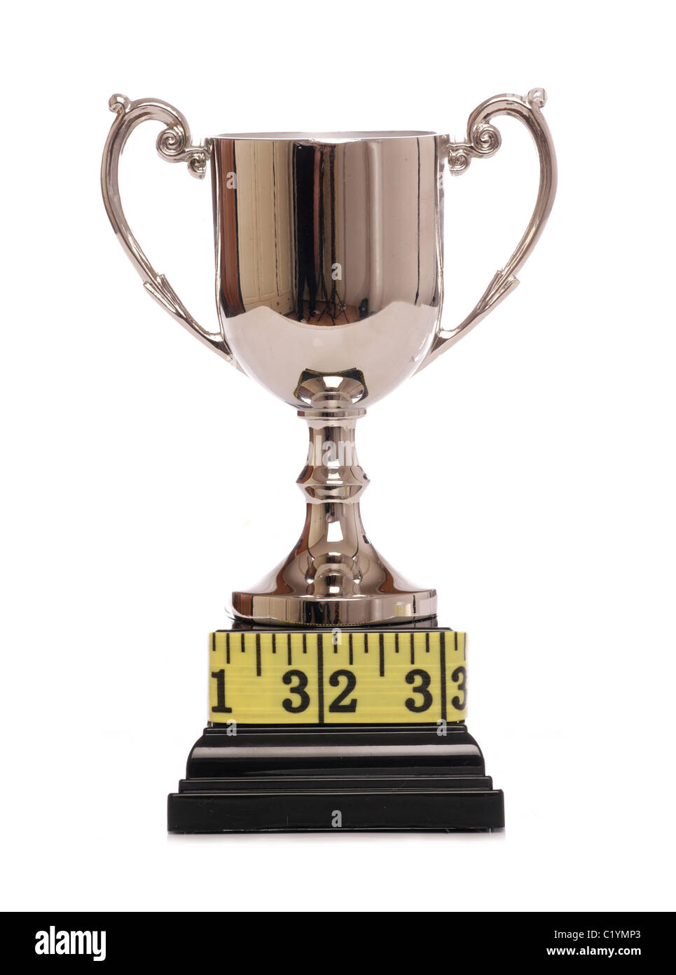 Trophäe und Maßband Studio-Ausschnitt Stockfoto