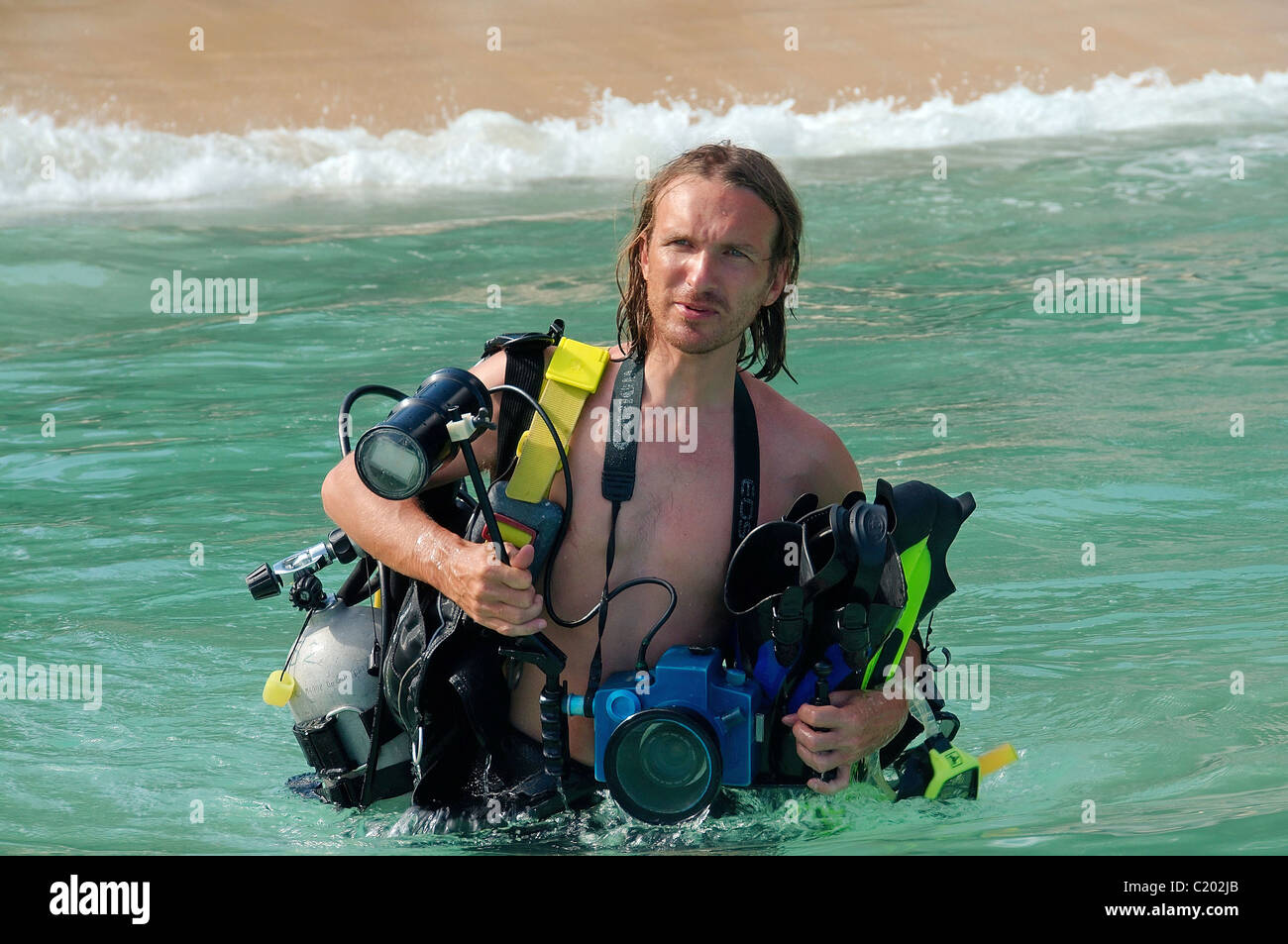 Der Taucher. portrait Unterwasser Fotograf Stockfotografie Alamy