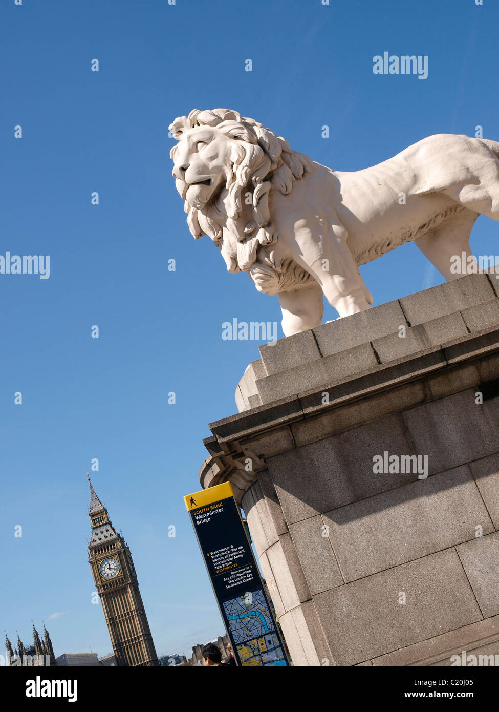 South Bank Lion Westminster Bridge Lambeth, London SE1 Stockfoto