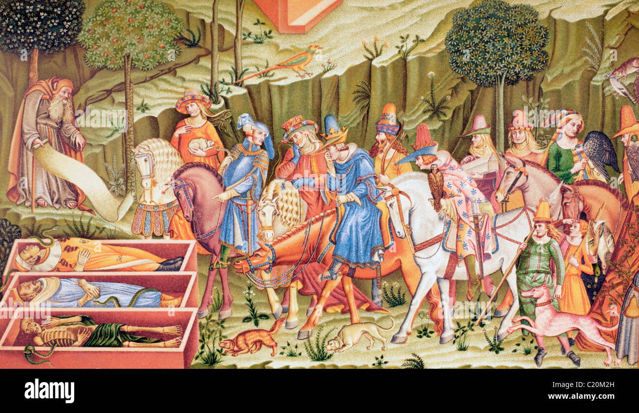 Der Triumph des Todes, Fresko im Campo Santo, Pisa, Italien, Francesco Traini zugeschrieben. Stockfoto