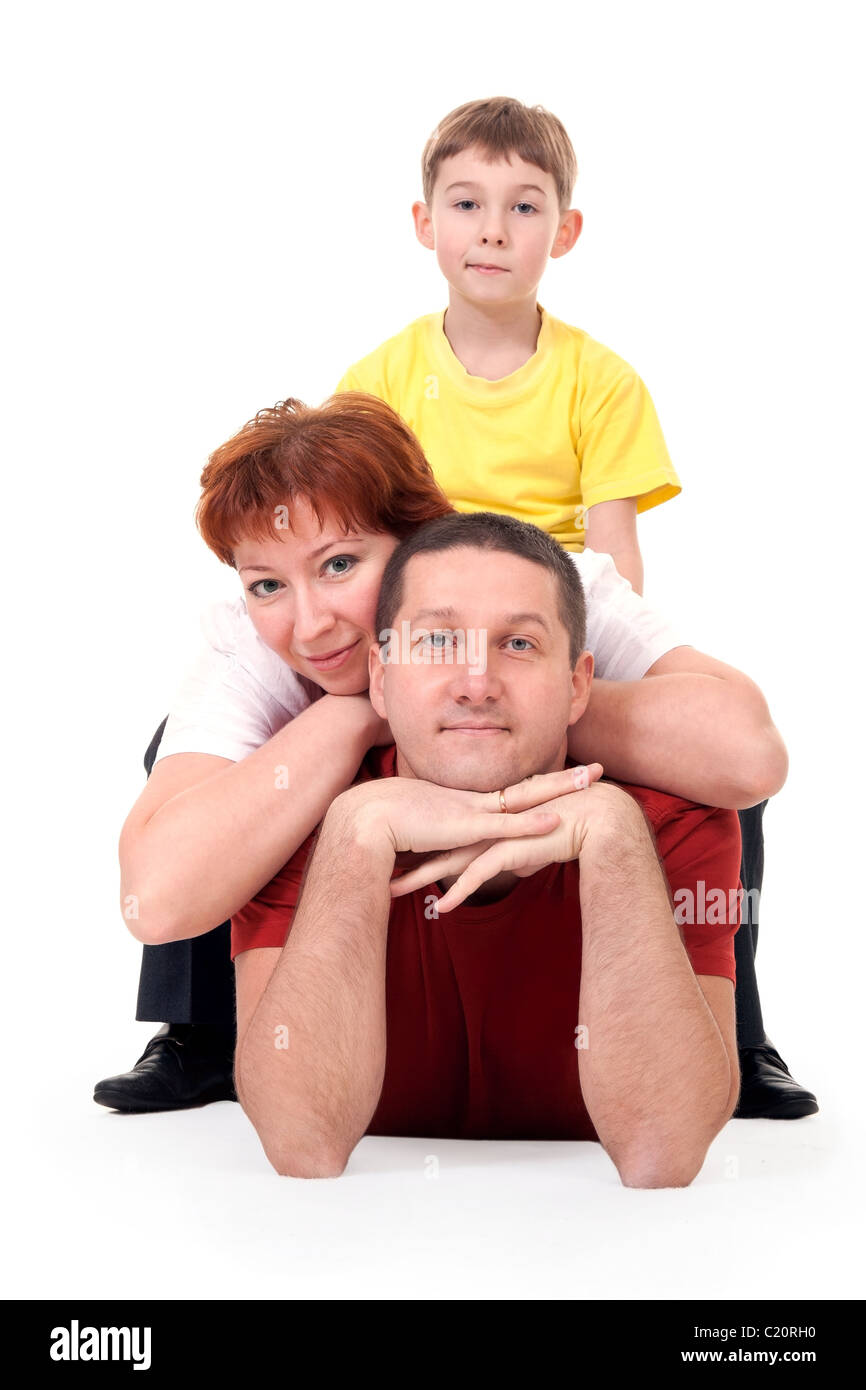 Familie von Mehl auf die drei auf einem weißen Hintergrund Stockfoto