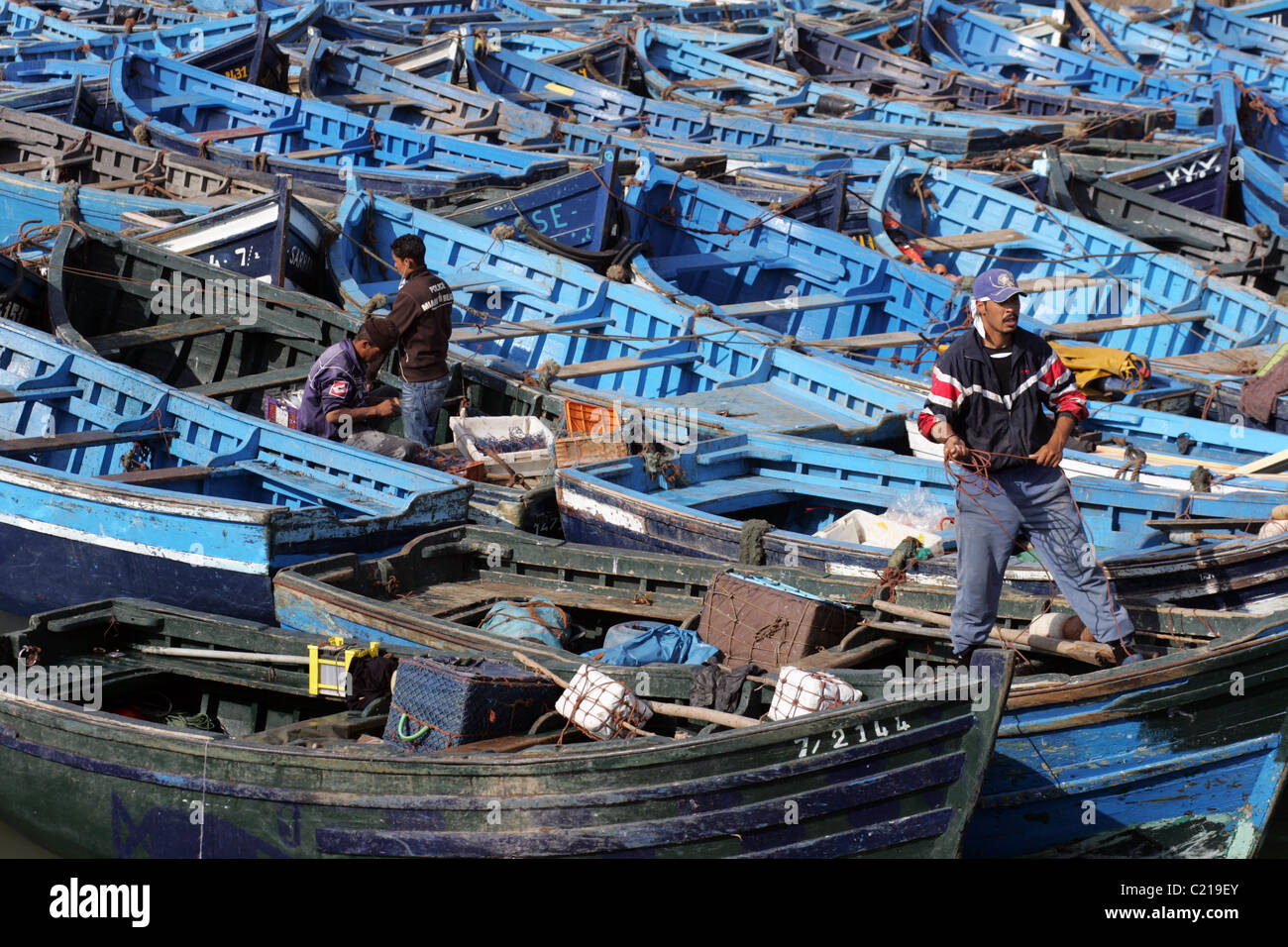 Fihermen, Hafen Essaouira, Marokko, Nordafrika. Stockfoto