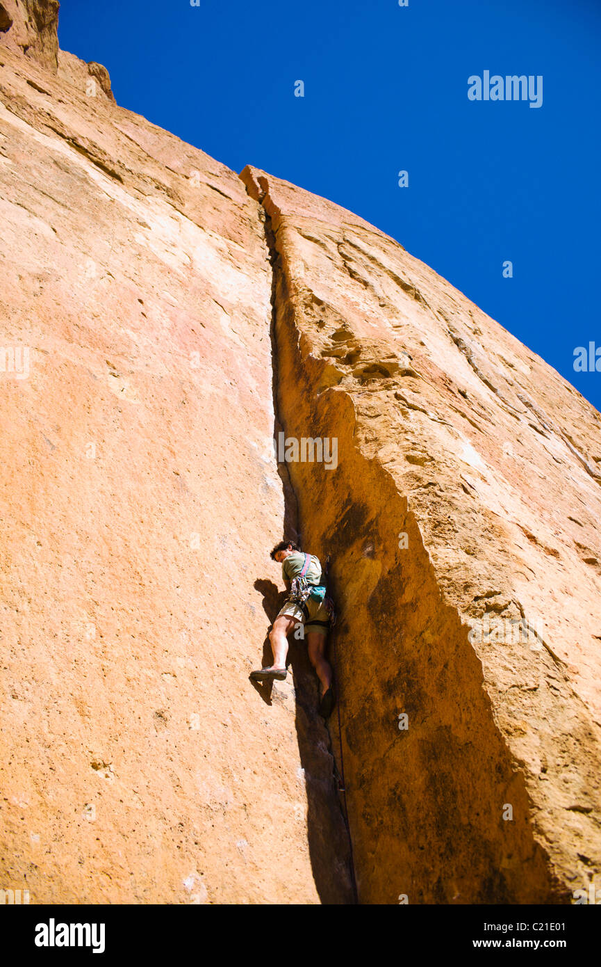 Man Rock Climbing Smith Rock Stockfotos Man Rock Climbing
