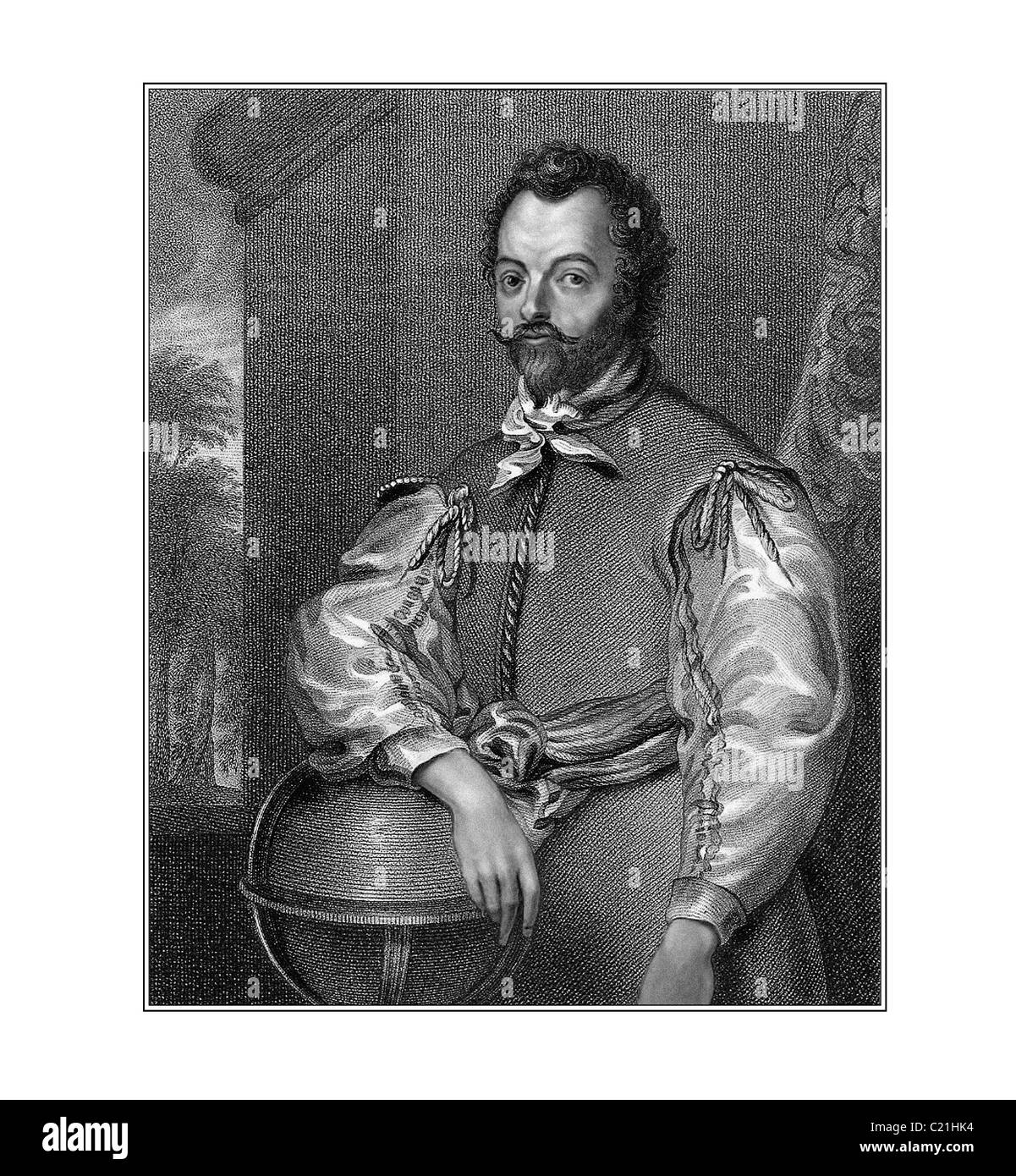 Francis Drake c1540 1596 englische Navigator Illustration aus einer Gravur Stockfoto