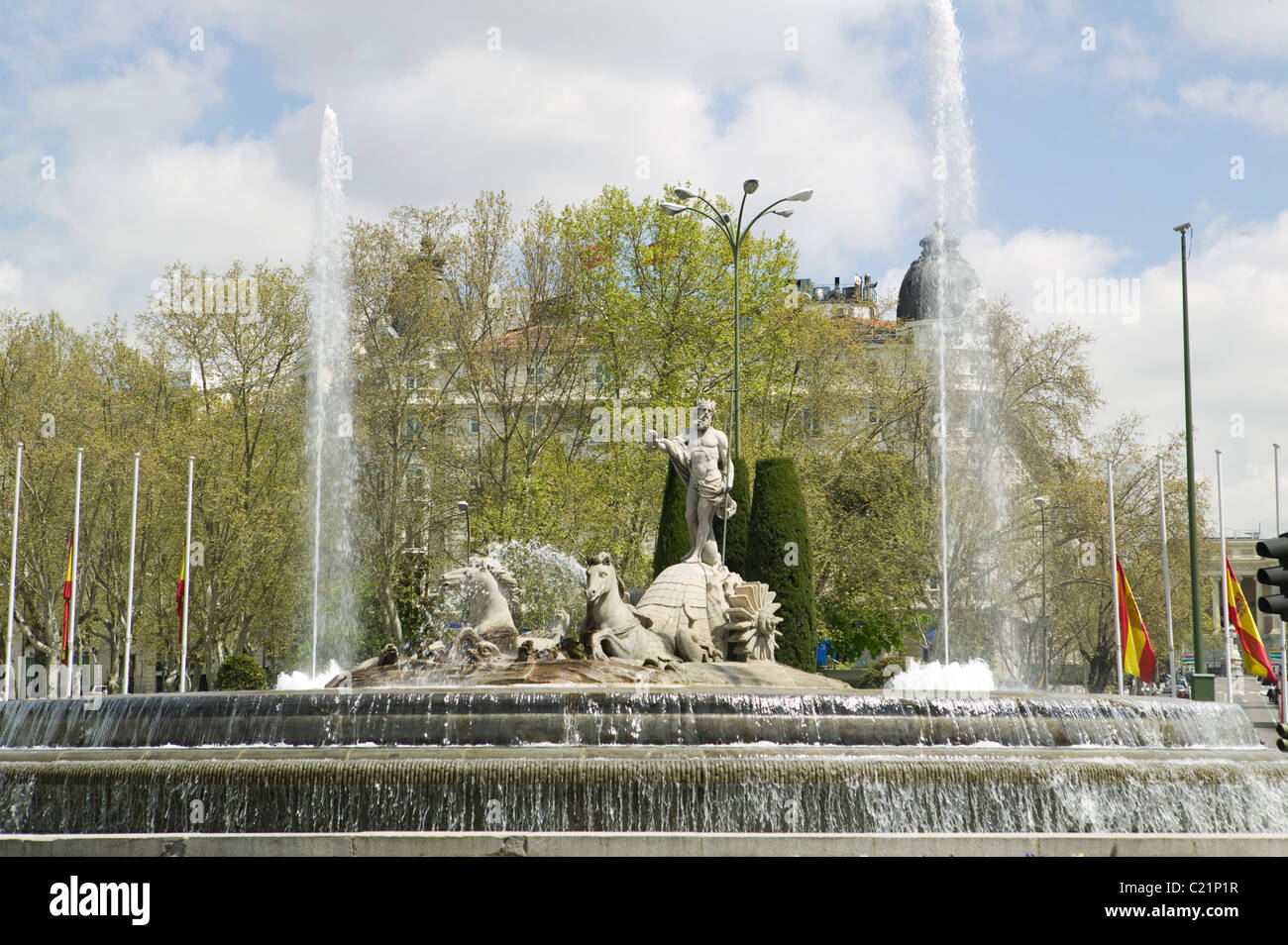 quadratische Neptuno Madrid Spanien Skulptur Stadtkultur urban fontaine Stockfoto