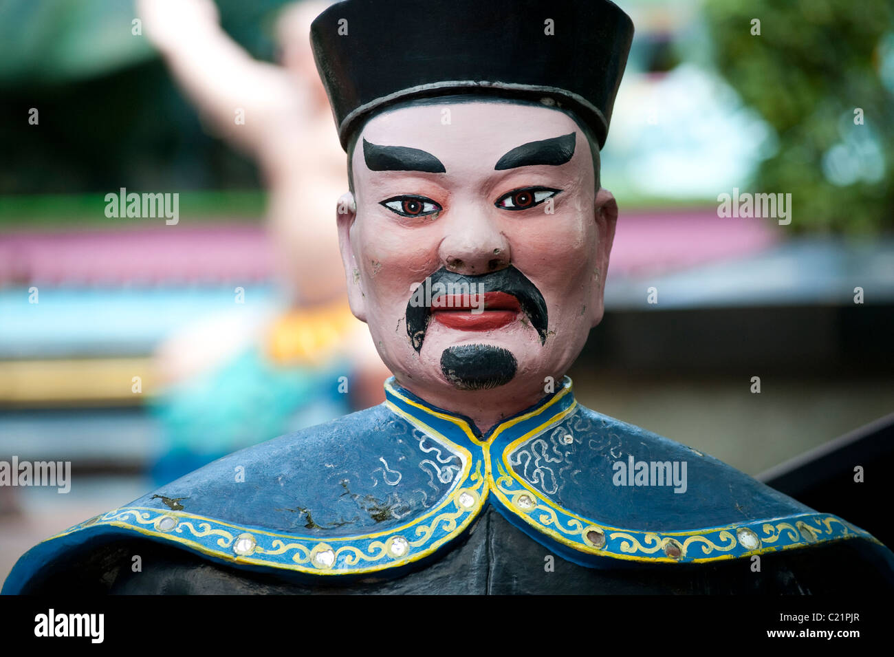 Chinesische Skulptur an der Haw Par Villa, das ehemalige Tiger Balm Gardens. Eine ungewöhnliche orientalische Themenpark in Singapur Stockfoto