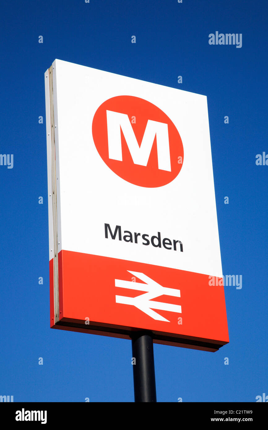 Marsden West Yorkshire Metro Railway Station Zeichen Marsden West Yorkshire England Stockfoto