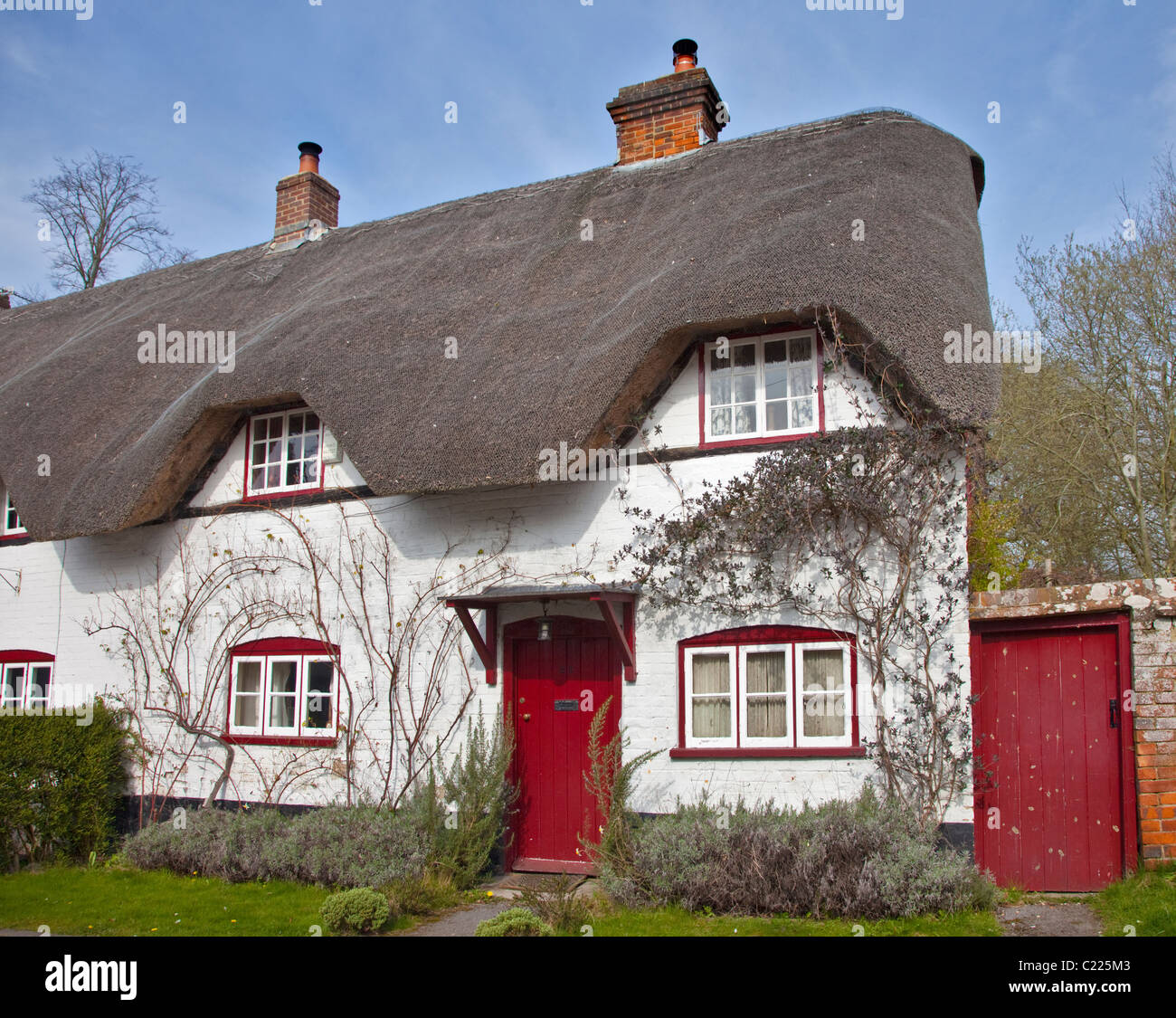 Ferienhäuser in Wherwell, Hampshire, England Stockfoto