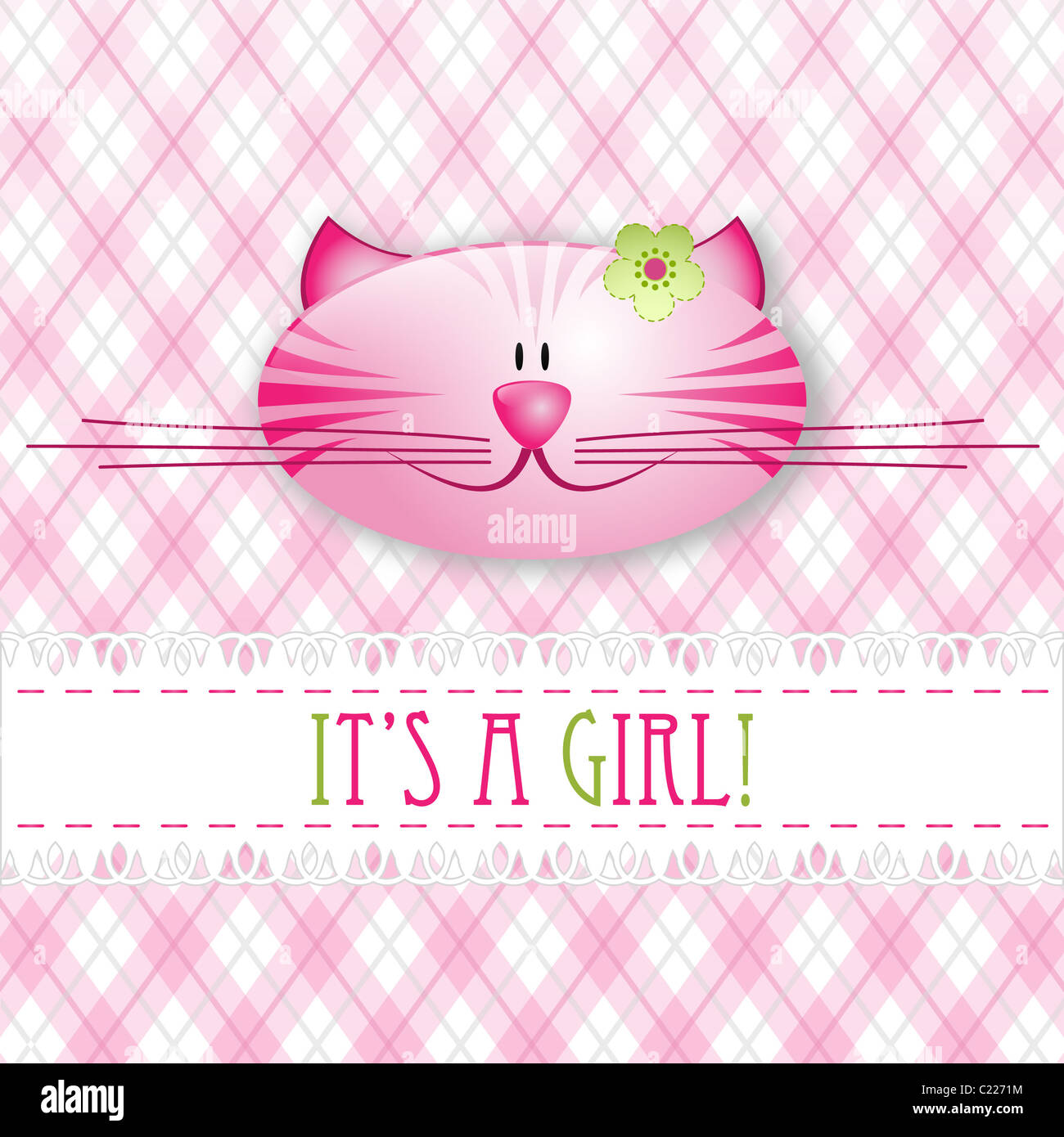 "Es ist ein Mädchen!"-Baby-Karte Stockfoto