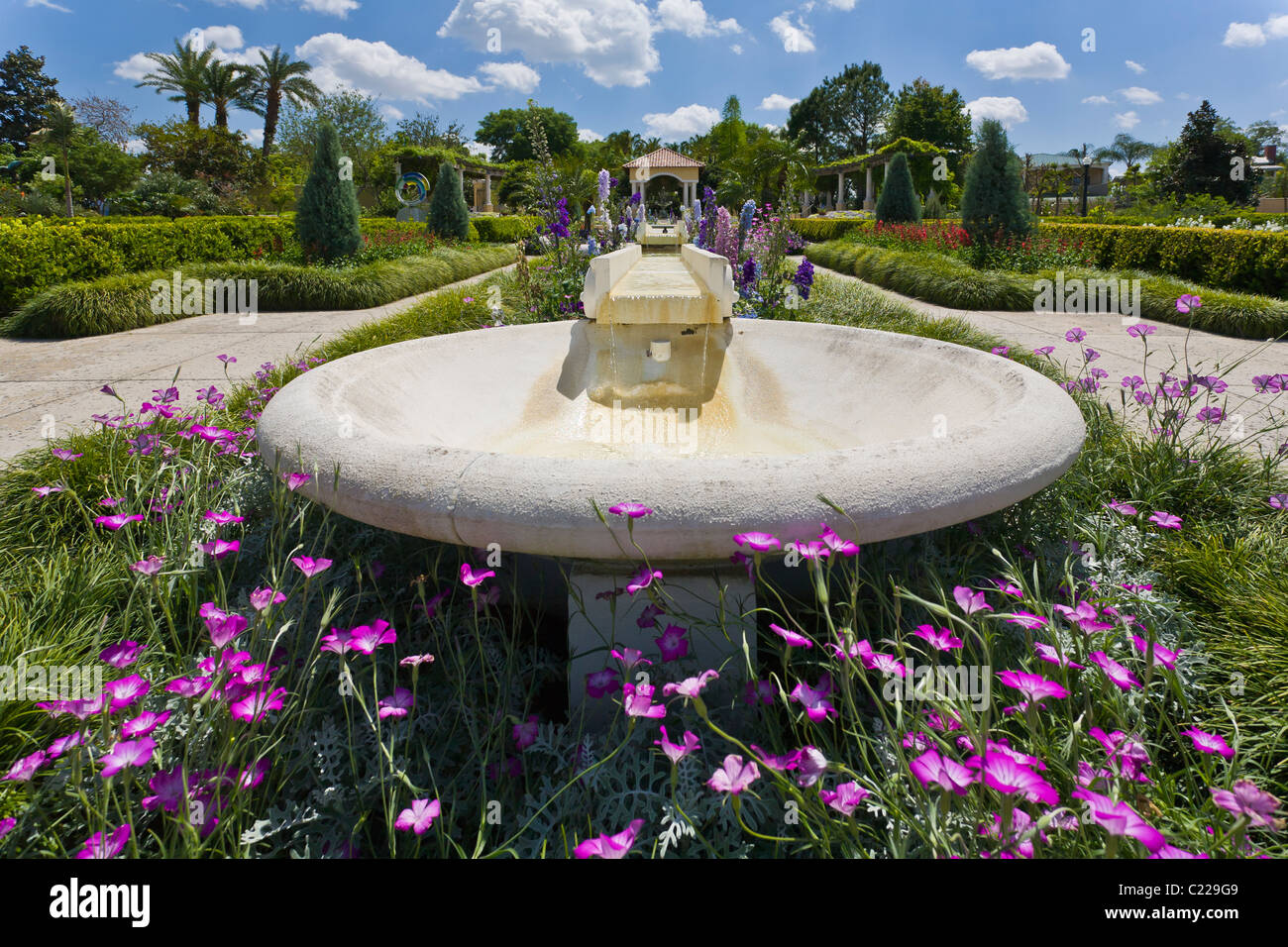 Hollis Garten eine formale 1,2 Hektar großen Botanischen Garten am See Spiegel in Lakeland Florida Stockfoto