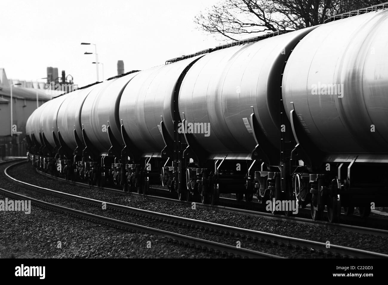 Rail Freight Group ist die repräsentative Organisation der Bahn-Luftfracht-Industrie in Großbritannien. Schwarz und weiß. Stockfoto