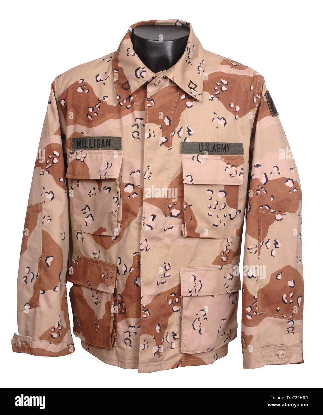 Choc-Chip Desert Battle Dress Uniform DBDU Tarnung Tunika im Irak eingesetzt Stockfoto