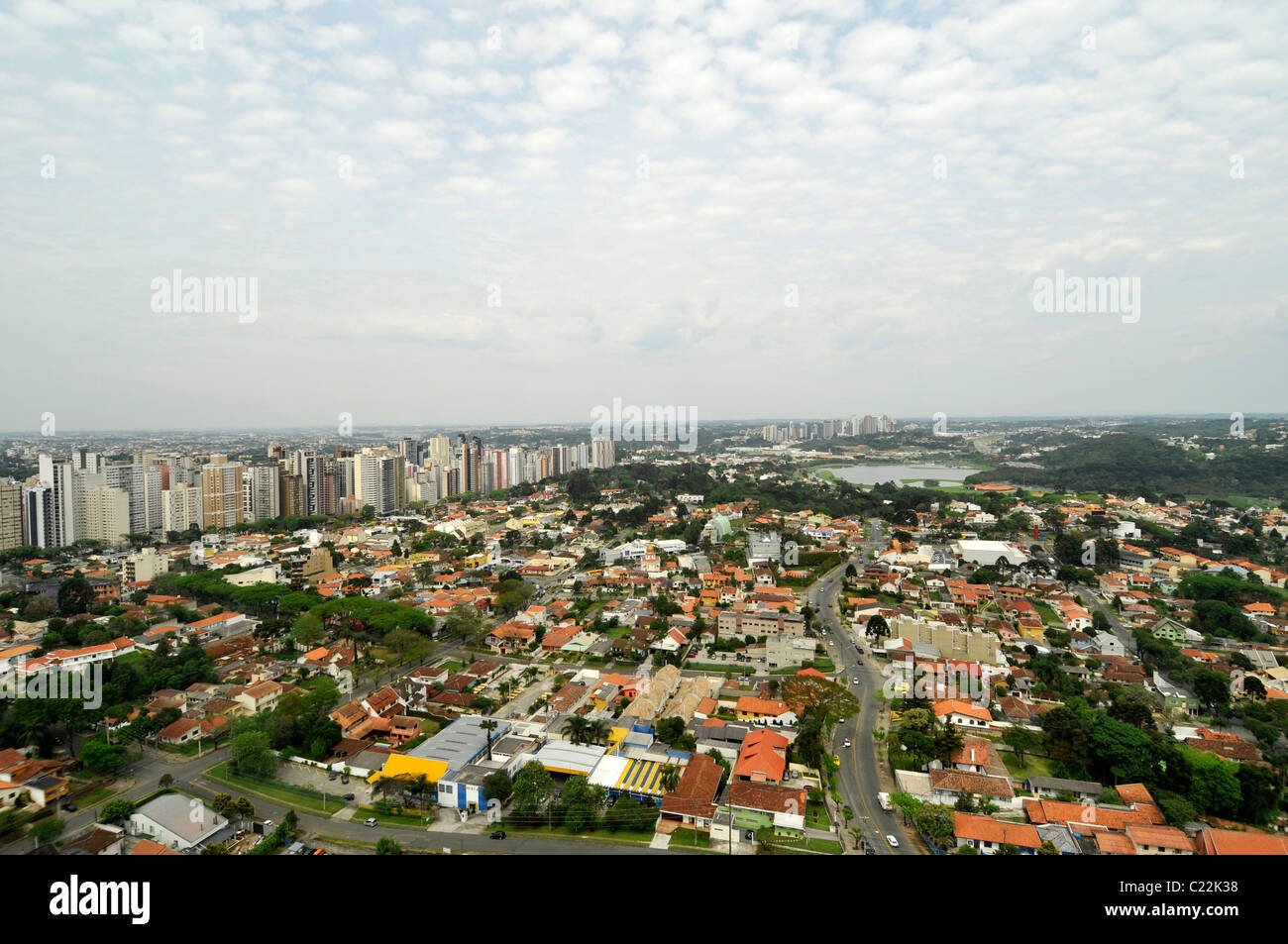Luftaufnahme der Innenstadt von Curitiba, Paraná, Brasilien Stockfoto