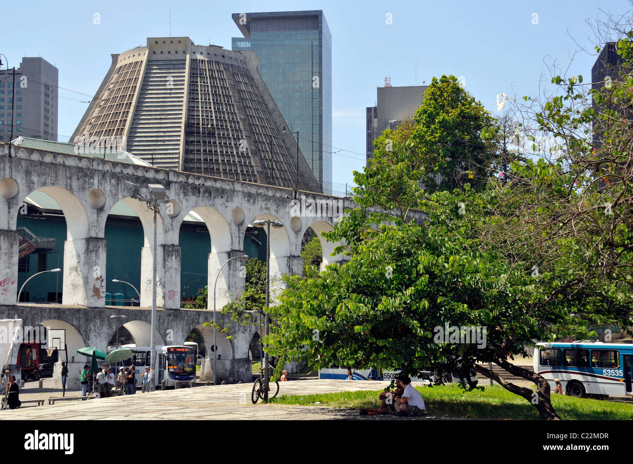 Lapa Bögen und Kathedrale von Rio, Rio De Janeiro, Brasilien Stockfoto