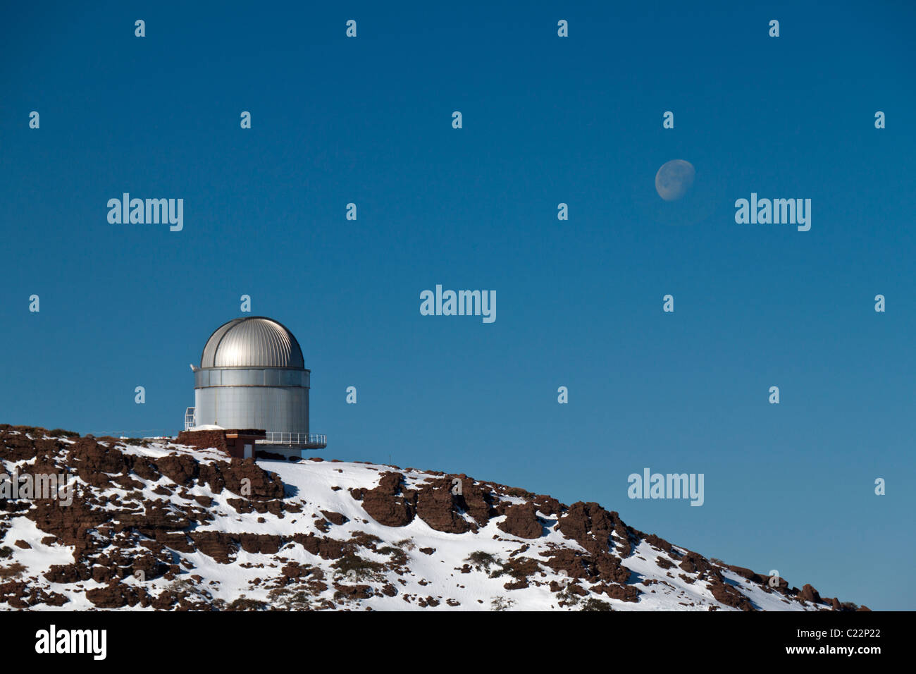 Das nordische optische Teleskop (nicht) auf dem Roque de Los Muchachos Observatorium auf La Palma (Kanaren, Spanien). Stockfoto