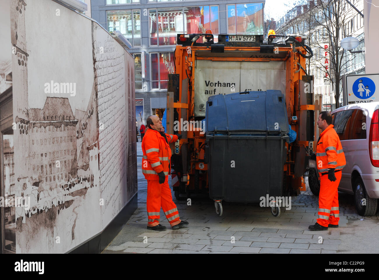 Müllabfuhr in München Stockfoto