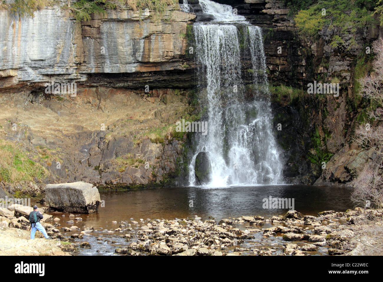 Thornton Kraft auf den Ingleton Wasserfällen Spuren in den Yorkshire Dales Stockfoto