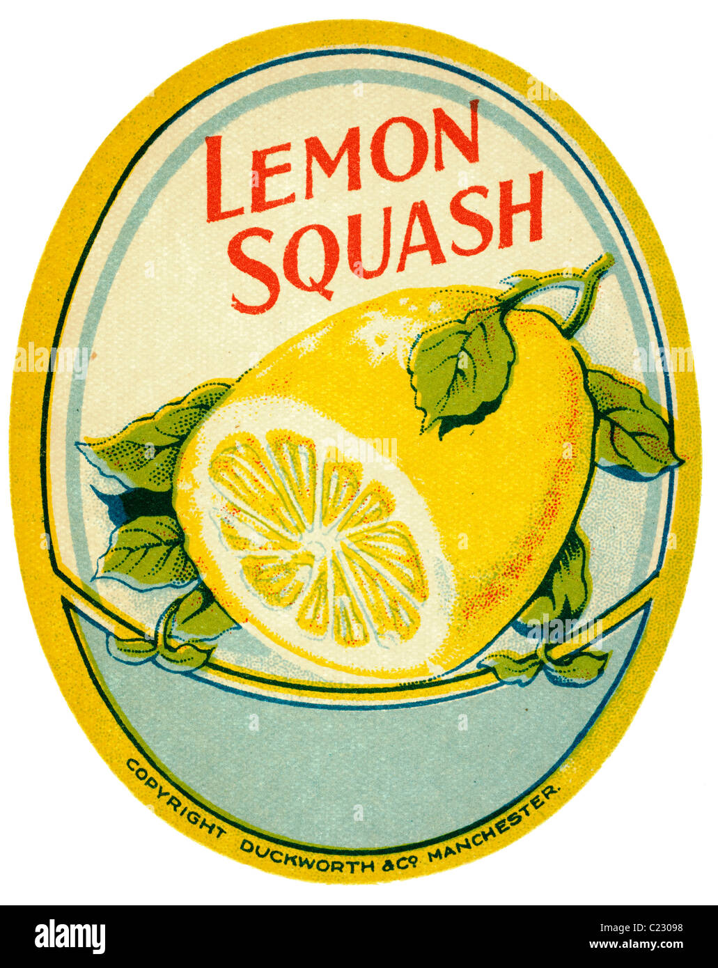 Alte Papier pop-Label für Lemon Squash Copyright Duckworth und Co Manchester. EDITORIAL NUR Stockfoto