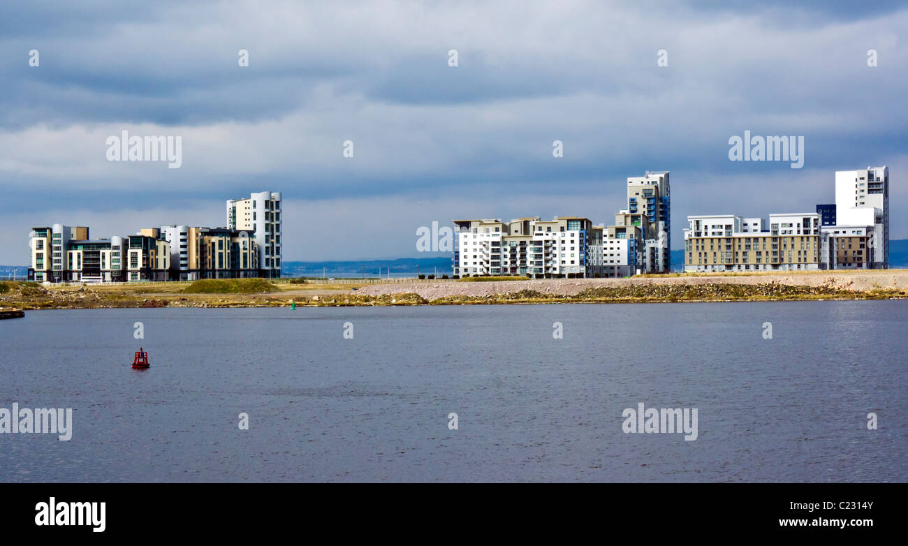 Western Harbour Waterfront Entwicklung komplexer in Leith Docks Edinburgh Schottland von Osten gesehen Stockfoto