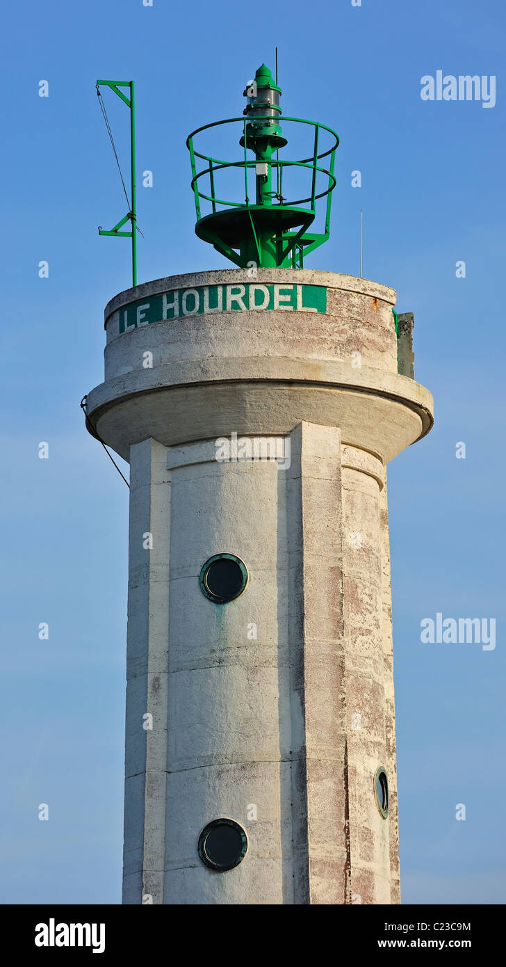 Leuchtturm Le Hourdel in der Nähe von Saint-Valéry-Sur-Somme, der Baie de Somme, Picardie, Frankreich Stockfoto