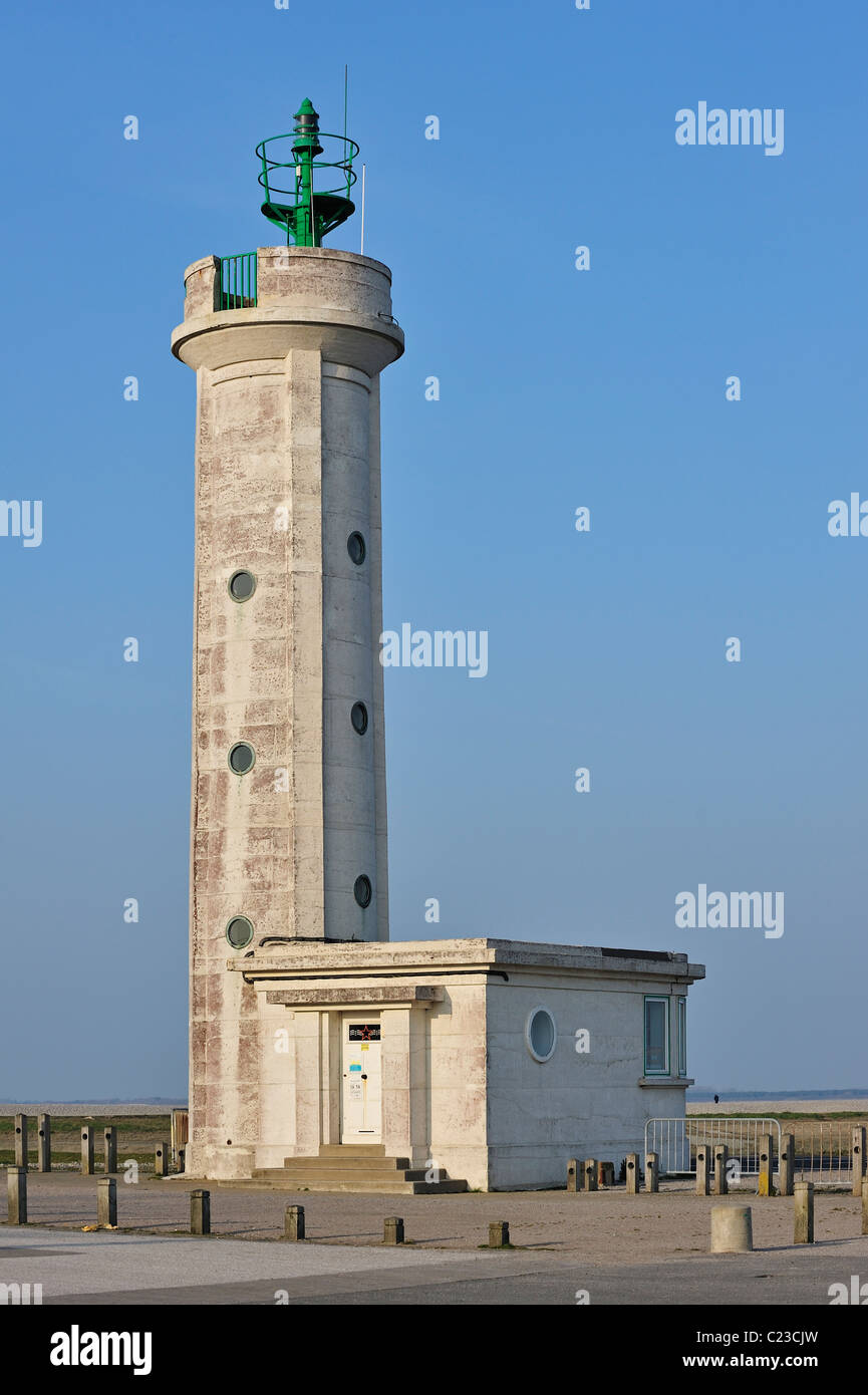 Leuchtturm Le Hourdel in der Nähe von Saint-Valéry-Sur-Somme, der Baie de Somme, Picardie, Frankreich Stockfoto
