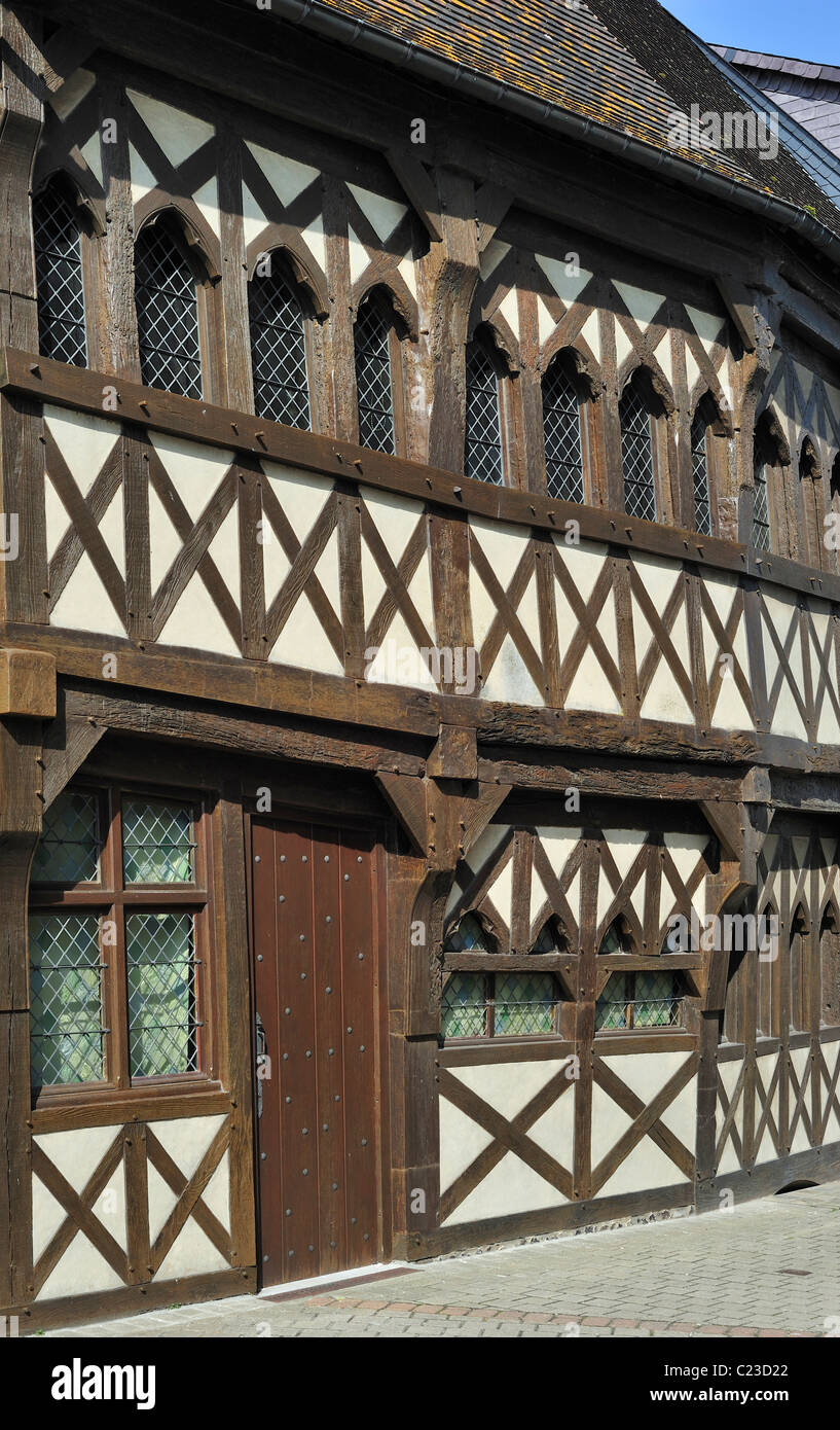 Fassade des Fachwerkhauses in der Rue, der Baie de Somme, Picardie, Frankreich Stockfoto