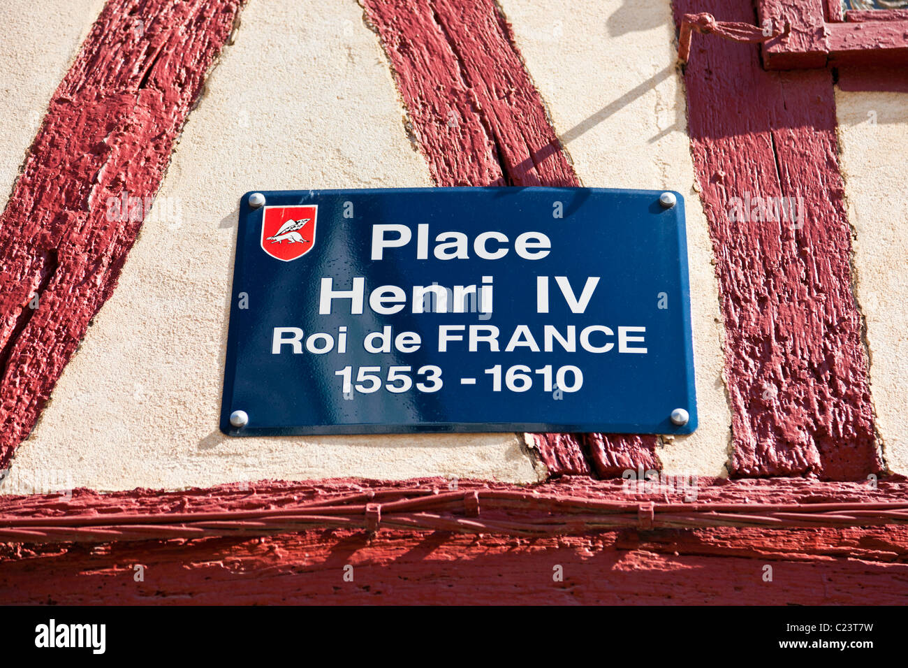 Hotel Henri IV Straßenname unterzeichnen in Vannes, Morbihan, Bretagne, Frankreich, Europa Stockfoto